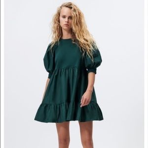 Zara “combination ruched dress green”